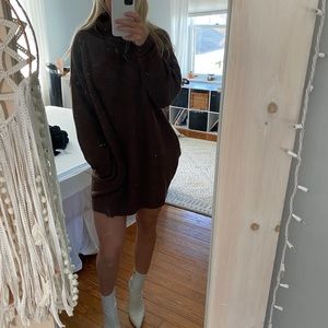 Chocolate brown sweater dress with pockets